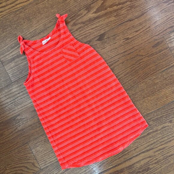 Hanna Andersson  Red Tank Dress Striped With Pocket Cotton Size  5 Size 110 - Picture 3 of 10